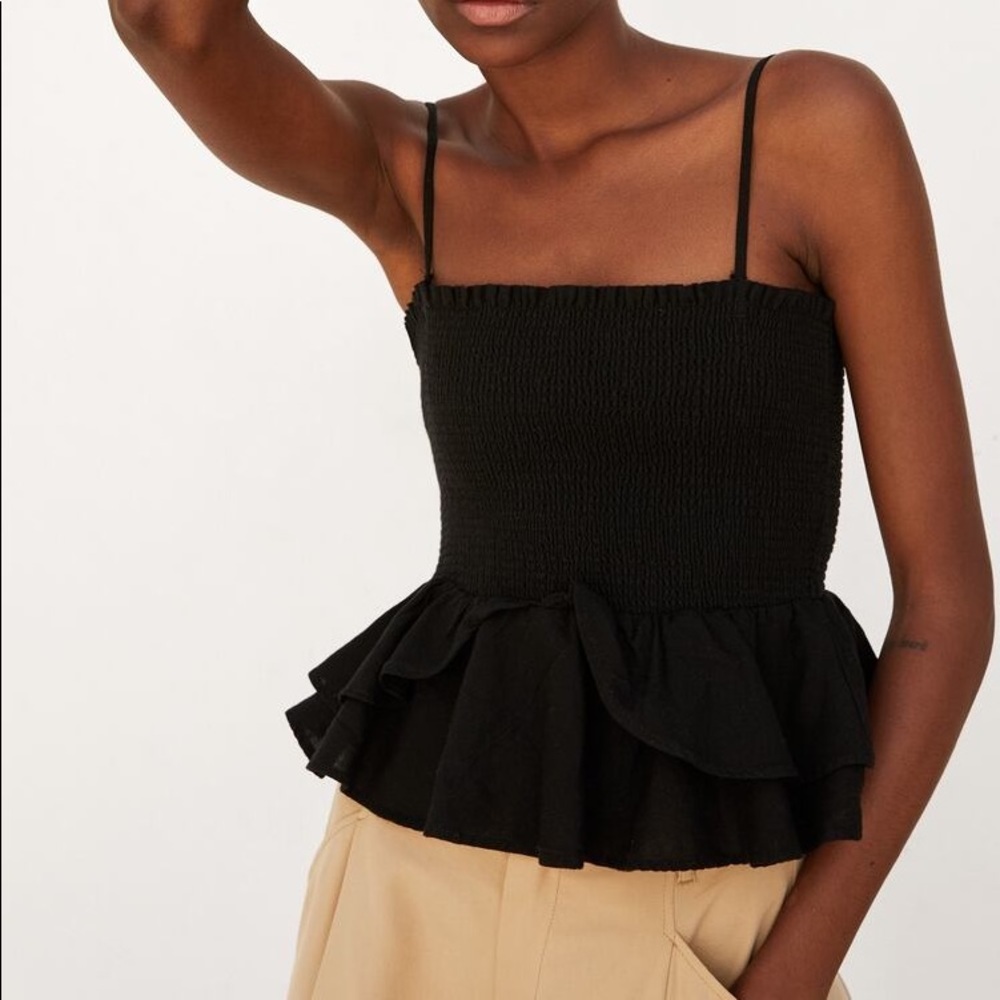 New Zara Cropped top Black Ruffle - Picture 1 of 3